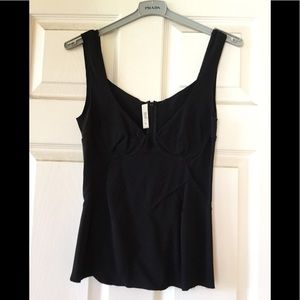 PRADA black bra bustier corset pleat tank top blouse
